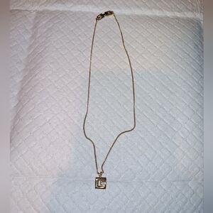 Givenchy Gold Tone G Pendant Necklace